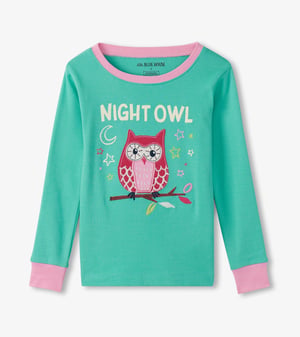 Kids Night Owl AppliquÃ© Pajama Set