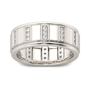 Jeulia Classic Round Cut Sterling Silver Men's Band