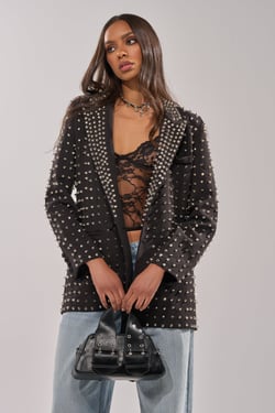 AKIRA Sugar And Spice Spiked Stud Blazer | Black | Size XL