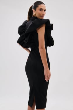AKIRA Truth Be Told Midi Dress | Black | Size 2X