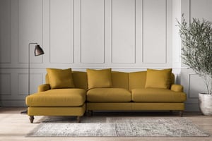 nkuku Deni Large Left Hand Chaise Sofa | Make To Order | Recycled Cotton Ochre | No Colour