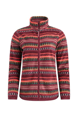 Weird Fish Rochelle Full Zip Printed Microfleece Antique Cherry Size 14