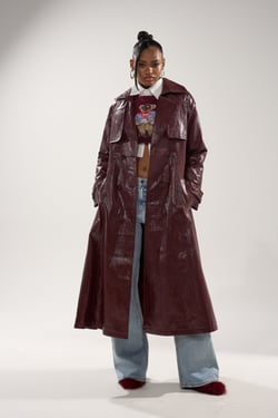 AKIRA Woke Up In Paris Faux Leather Trench Coat | Size 1X