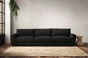 nkuku Guddu Super Grand Sofa | Make To Order | Brera Linen Charcoal | Recycled Cotton Natural