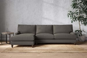 nkuku Marri Left Hand Chaise Sofa | Make To Order | Grand | Brera Linen Granite