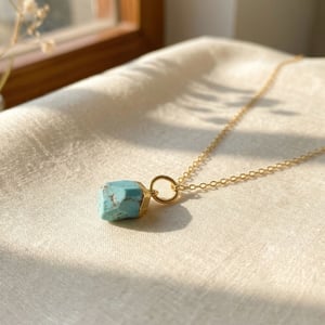 Raw Turquoise December Birthstone Gold Plated Necklace
