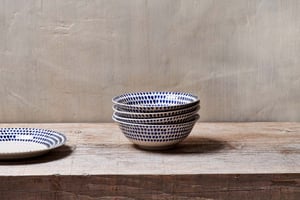 nkuku Indigo Drop Cereal Bowl | Tableware | One Size | Cream & Indigo