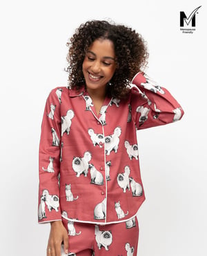 Josie Womens Cat Print Pyjama Top - 28