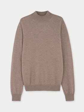 Organic Color Essential Mock Neck Cashmere Sweater - 3XL / Beige / MK34-57