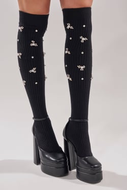 AKIRA Coco Embellished Socks | Black