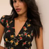 Black Floral Avery Midi Dress
