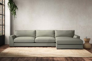 nkuku Guddu Right Hand Chaise Sofa | Make To Order | Grand | Recycled Cotton Seaspray