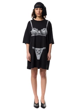 BLACK TROMPE L'OEIL TALL TEE - L