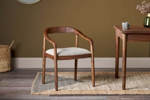 nkuku Anbu Acacia Upholstered Dining Chair | Seating | One Size | Washed Walnut
