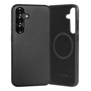 Galaxy S25 Leather Bumper Case (Qi2/MagSafe Charging Compatible) - Black
