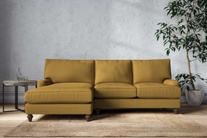 nkuku Marri Large Left Hand Chaise Sofa | Make To Order | Recycled Cotton Ochre | No Colour