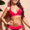 Goddiva Ruffle Brief Buckle Bikini - Cerise