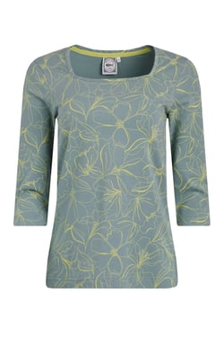 Weird Fish Wyman Organic Cotton Printed Square Neck T-Shirt Mineral Blue Size 12