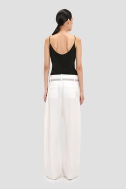 Victoria Beckham Straight Leg Folded Trouser In Off White - 14 - Womens