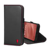 iPhone 15 Plus Leather Wallet Case (with Stand Function) - Black with Red Detail