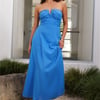 Sofia Strapless Linen Blend Maxi Dress Blue