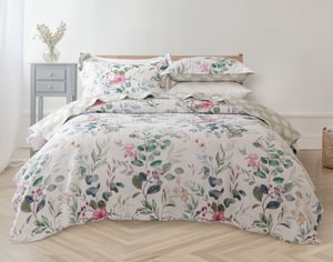 QE Home Leighton Cotton Quilt Set, Floral, Green, King