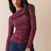 Burgundy Ruched Long Sleeve Top