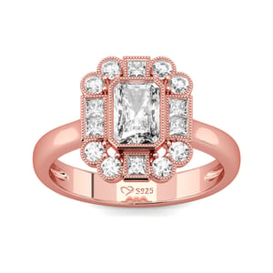 Jeulia Milgrain Emerald Cut Sterling Silver Ring