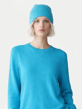 $99 Cashmere Hat & Sweater - XL / peacock blue / WK203/AK98-1764