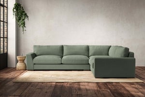 nkuku Guddu Large Right Hand Corner Sofa | Make To Order | Brera Linen Jade | No Colour
