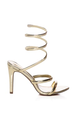 AKIRA Azalea Wang Lowri Gold Coil Wrap Stiletto | Size 10