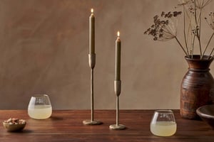 nkuku Rustic Soy Blend Dinner Candle Set Of 2 | Candles & Home Fragrance | Olive Green
