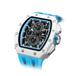TSAR BOMBA Men's Luxury Quartz Watch | Arab Blue | Bioceramic Tonneau Case | Japanese Quartz Movement | 50M Waterproof Sport Wristwatch for Men | Elementalal TB8204B