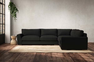 nkuku Guddu Large Right Hand Corner Sofa | Make To Order | Brera Linen Charcoal | No Colour