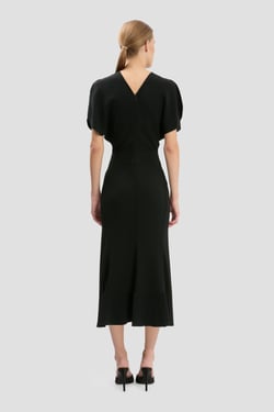 Victoria Beckham Bela Midi Dress In Black - 16 - Womens