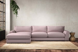 nkuku Guddu Large Left Hand Chaise Sofa | Make To Order | Recycled Cotton Lavender | No Colour
