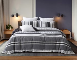 QE Home Dash Duvet Cover, Cotton, Geometric, White, Queen