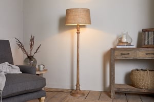 nkuku Usha Classic Wooden Floor Lamp | Lamps | One Size | Natural