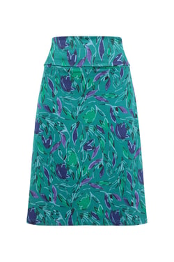Weird Fish Malmo Printed Jersey Stretch Skirt Leaf Green Size 18