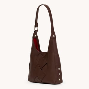 Hammitt Tim Espresso Pebble Weave Silver Med