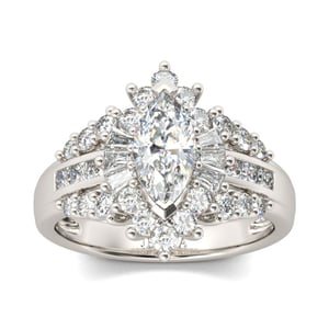 Jeulia Unique Halo Marquise Cut Sterling Silver Ring