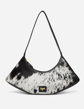 Nocturne Renegade Shoulder Bag - Natural Black and White Cowhide - Black