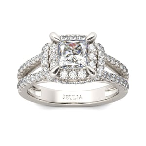 Jeulia Split Shank Princess Cut Sterling Silver Ring