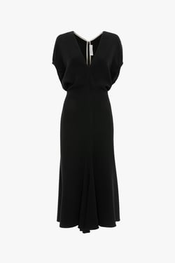 Victoria Beckham Edith Midi Dress In Black - 16 - Womens