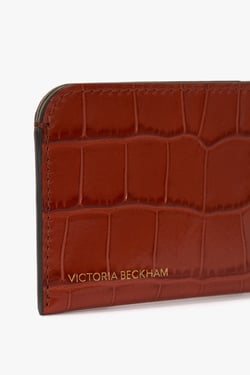 Victoria Beckham Envelope Card Holder In Brick Red Croc Embossed Leather - ONE SIZE - Womens