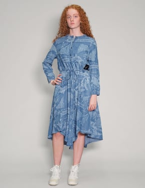 Peace' Laser Printed Light Blue Dress