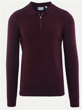 Brave Soul Half Zip Polo Knit - Oxblood - M