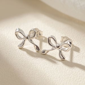 Cute Bow Tie Bowknot Silver Everyday Stud Earrings
