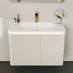 Bathroom Vanity Set 31.5" Modern Warm White LED Floating Bathroom Vanity with Sink
