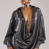 AKIRA Melinia Metallic Drape Blouse | Size Small/Medium